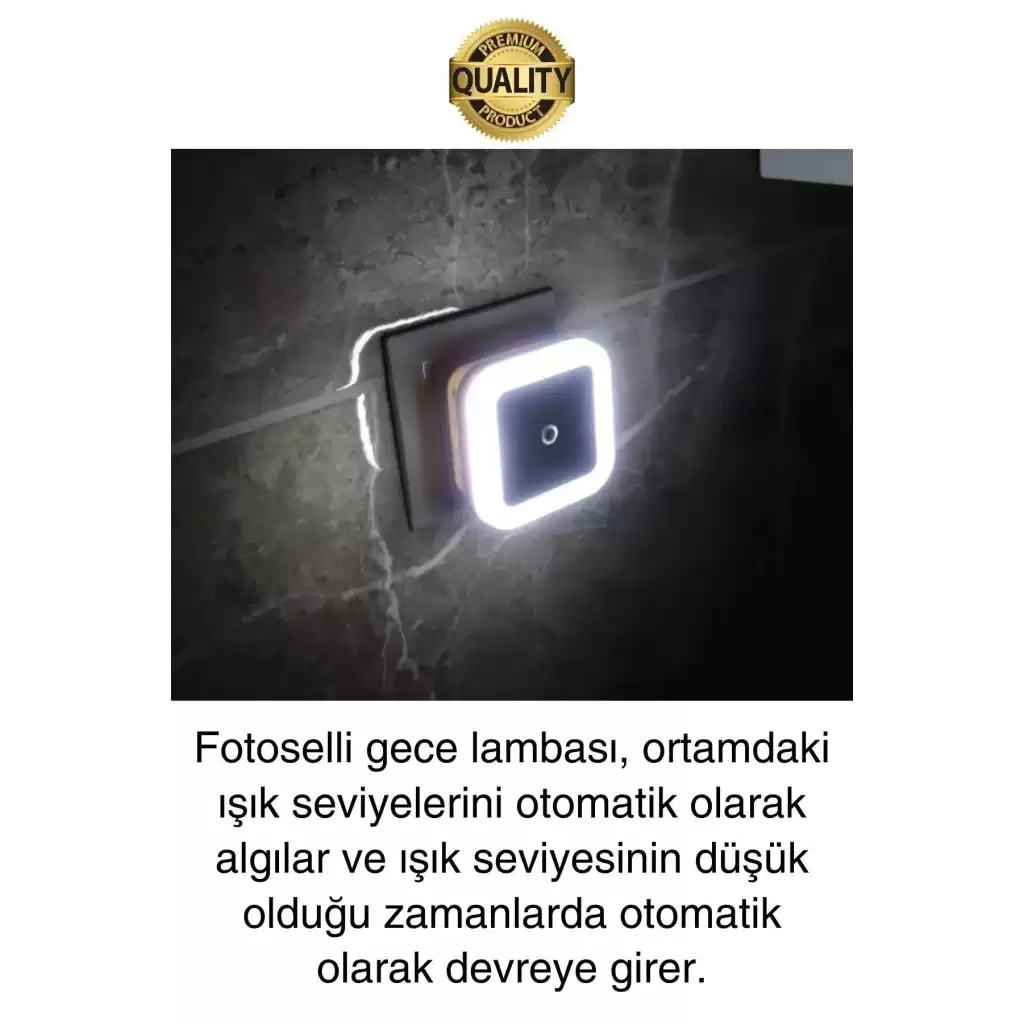 Fotoselli Gece Lambası Karanlıkta Otomatik Yanıp Sönen Aydınlığa Duyarlı Koridor Antre Loş Led Işık