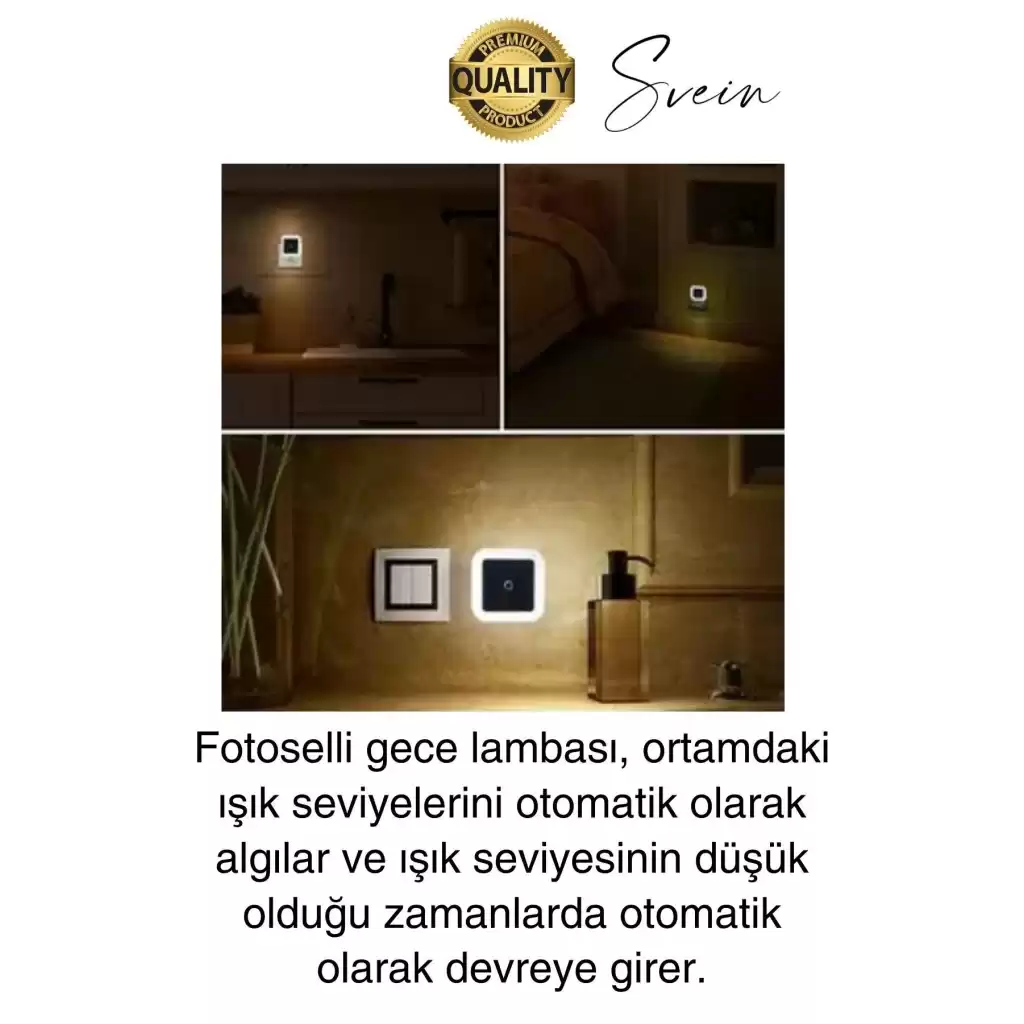 Fotoselli Gece Lambası Karanlıkta Otomatik Yanıp Sönen Aydınlığa Duyarlı Koridor Antre Loş Led Işık