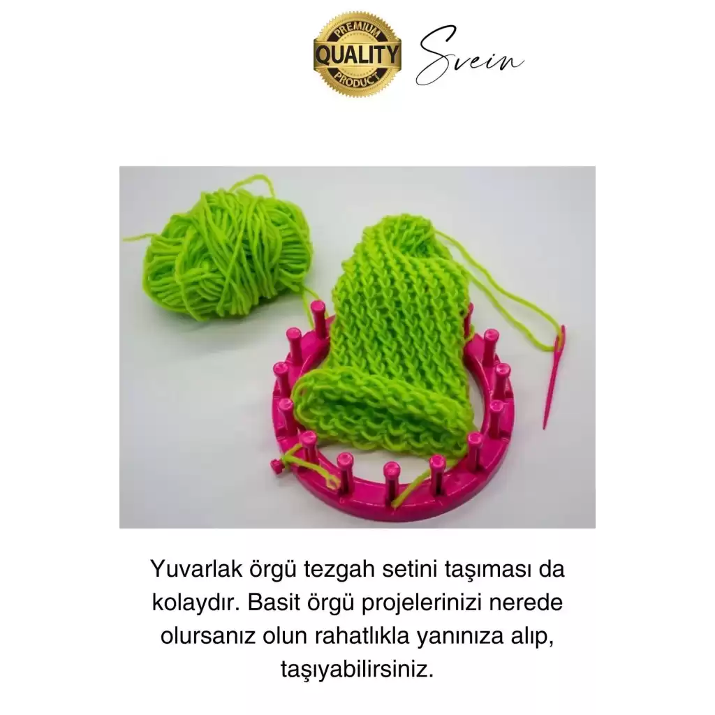Pratik Yuvarlak Örgü Yapım Seti 4 Boy El Yapımı Atkı Bere Örme Tezgahı Kanca Plastik İğne Dokuma