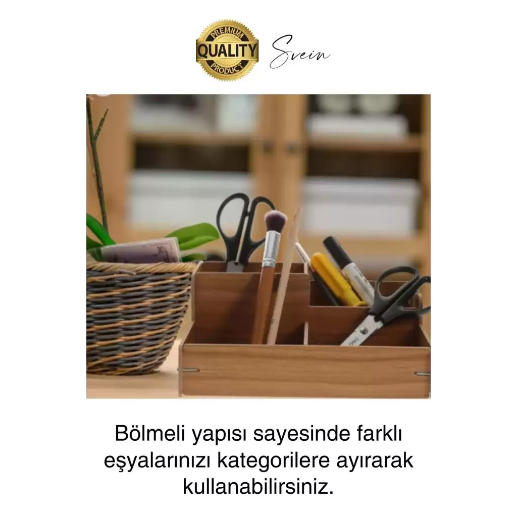 Özel Üretim 4 Bölmeli Masa Üstü Ahşap Kalem Kağıt Ataş Takı Organizeri Düzenleyici Kutu Ofis Masası