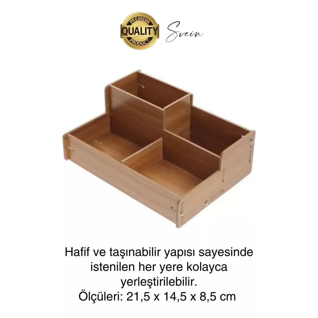 Özel Üretim 4 Bölmeli Masa Üstü Ahşap Kalem Kağıt Ataş Takı Organizeri Düzenleyici Kutu Ofis Masası