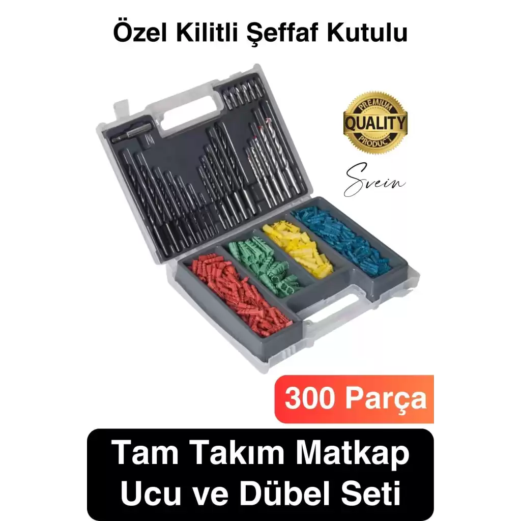 Premium 300 Parça Matkap Ucu ve Dübel Seti Sabitleme Tamir Montaj Delik Delme Ful Takım Çantası Kutu