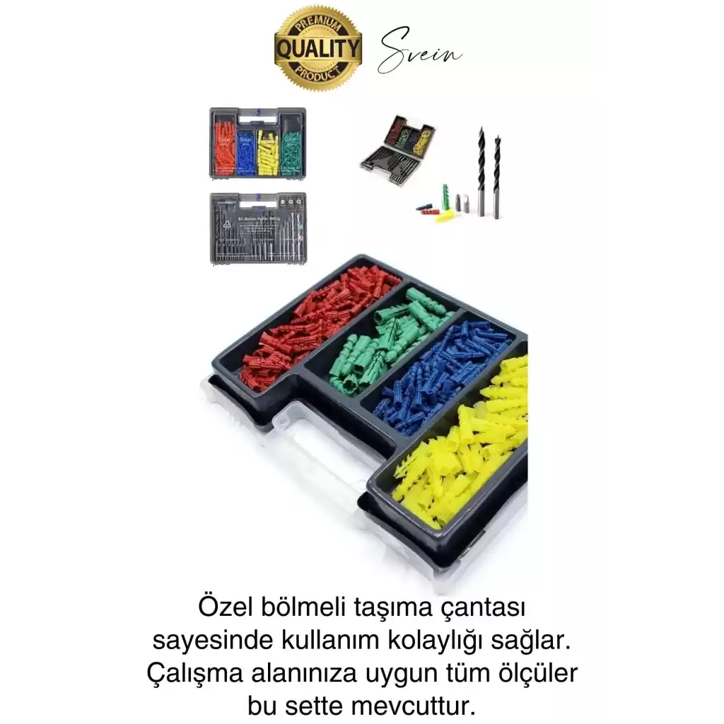 Premium 300 Parça Matkap Ucu ve Dübel Seti Sabitleme Tamir Montaj Delik Delme Ful Takım Çantası Kutu