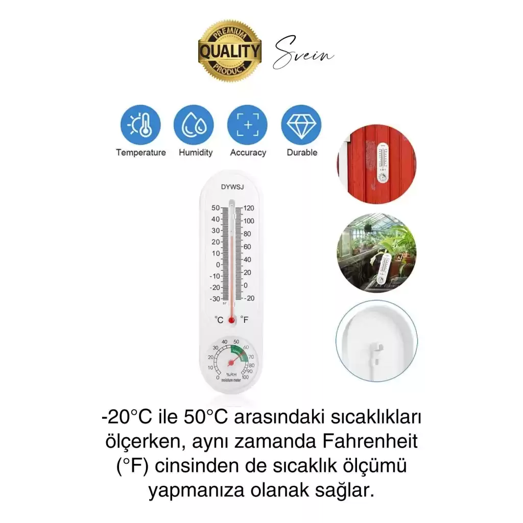 Premium Hassas İç Mekan Isı ve Nem Ölçer Termometre Sıcaklık Kontrol Ev Ofis Garaj Anlık Ölçüm Beyaz