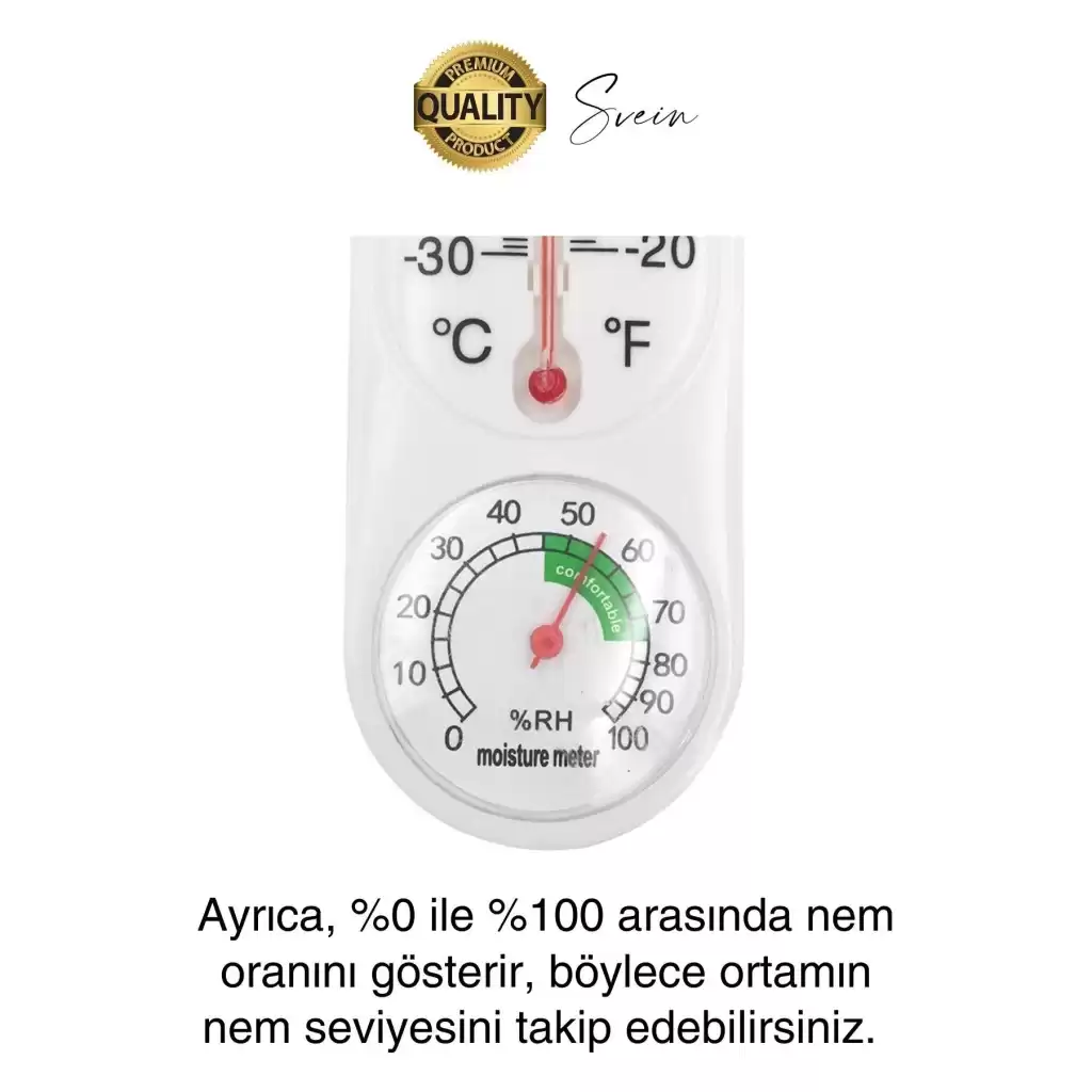 Premium Hassas İç Mekan Isı ve Nem Ölçer Termometre Sıcaklık Kontrol Ev Ofis Garaj Anlık Ölçüm Beyaz