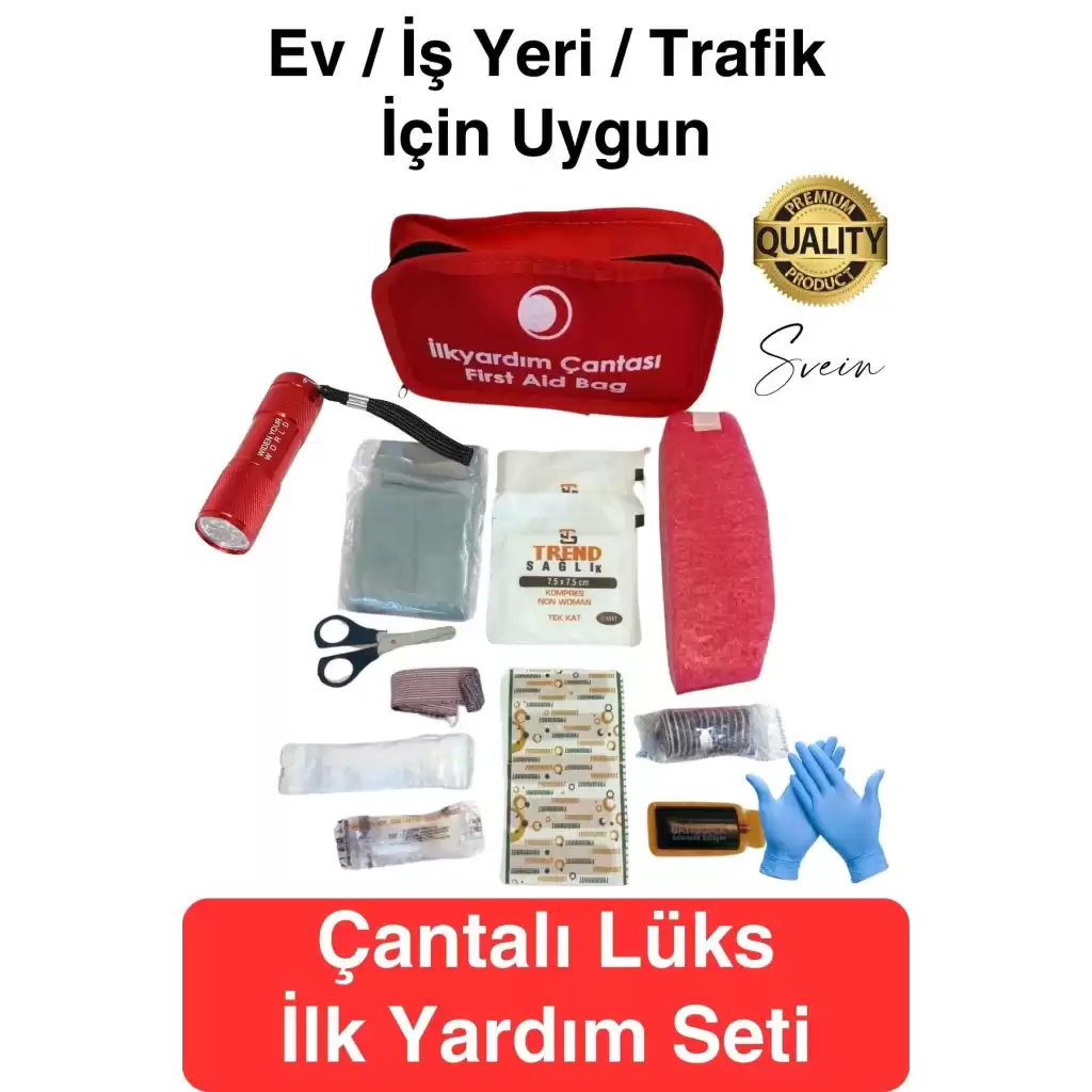Lüks İlk Yardım Çantası Deprem Afet Acil Durum Müdahale Kiti Araç Ev İşyeri Yerli Üretim Ecza Çanta