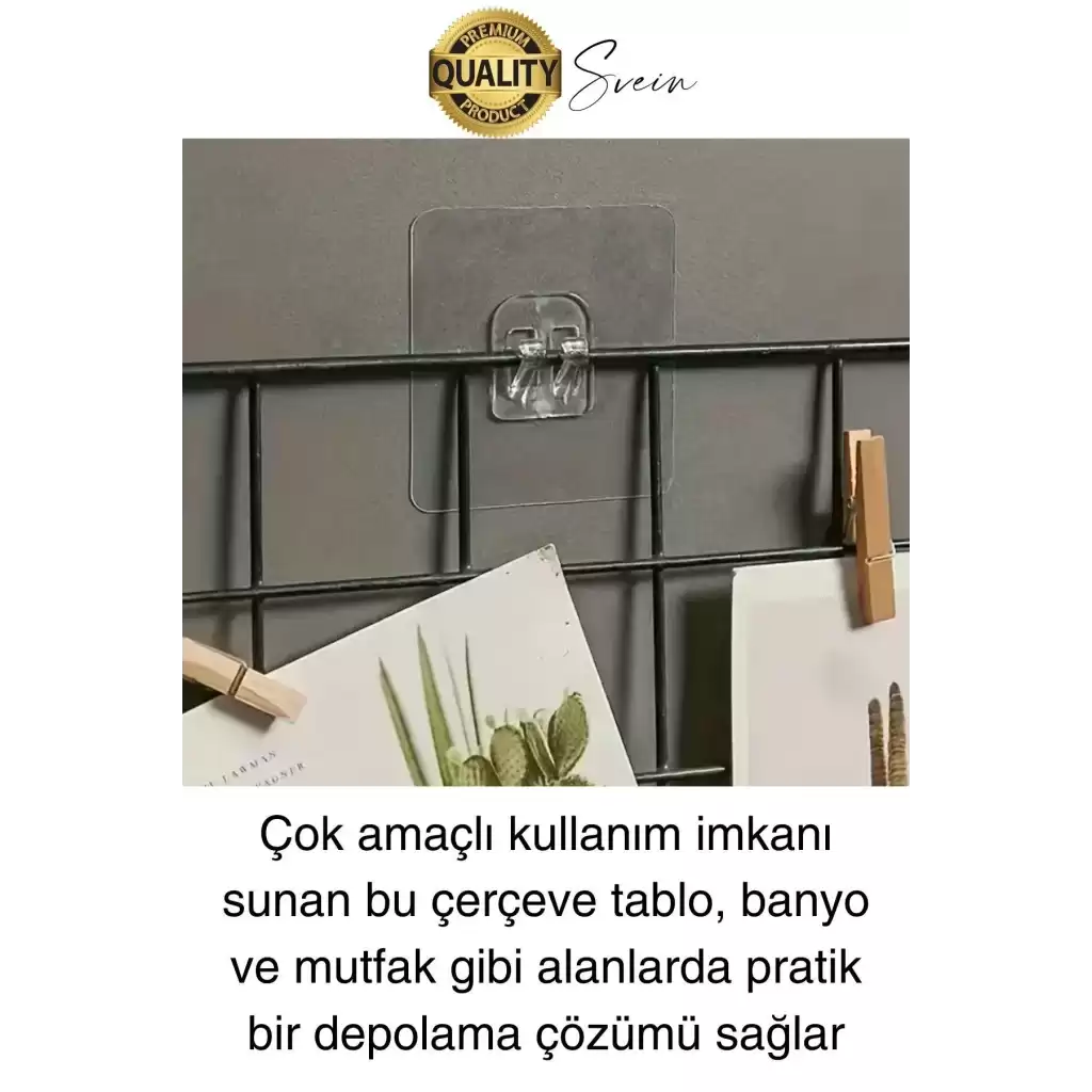 1 Ad. Ekstra Güçlü Kendinden Yapışkanlı İz Bırakmaz Suya Dayanıklı Banyo Rafı Tablo Ayna Askı Kanca