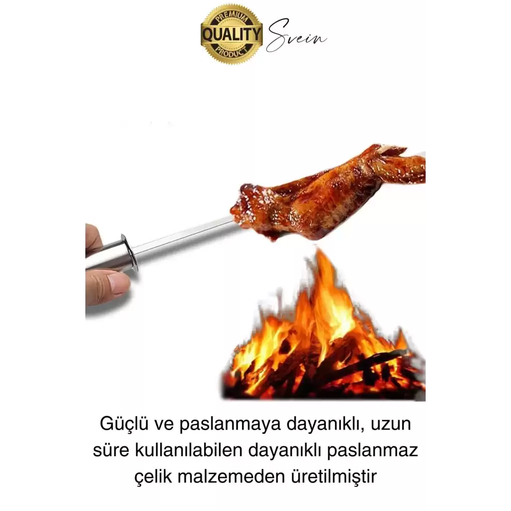 3 Adet 40 cm Premium Paslanmaz Çelik Saplı Izgara Şişleri Et Tavuk Barbekü Kebap Mangal Adana Urfa