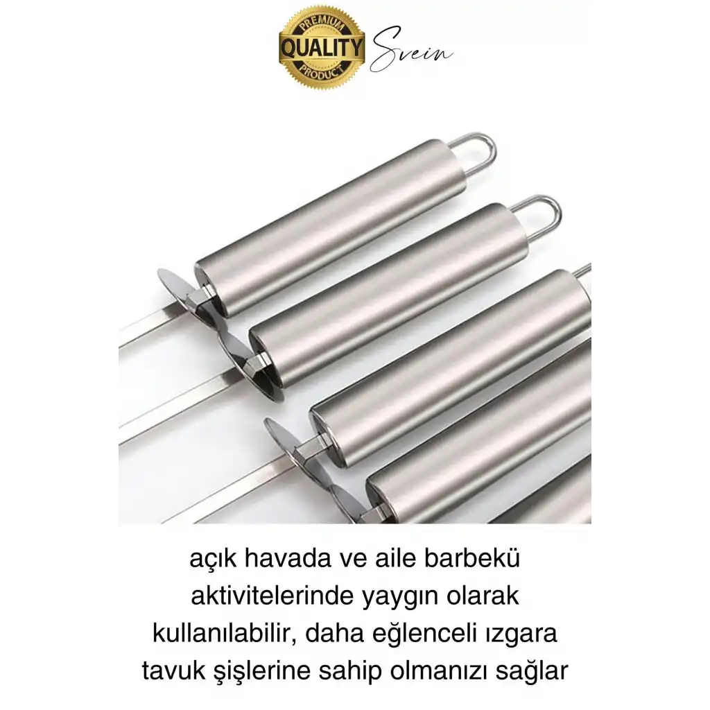 3 Adet 40 cm Premium Paslanmaz Çelik Saplı Izgara Şişleri Et Tavuk Barbekü Kebap Mangal Adana Urfa