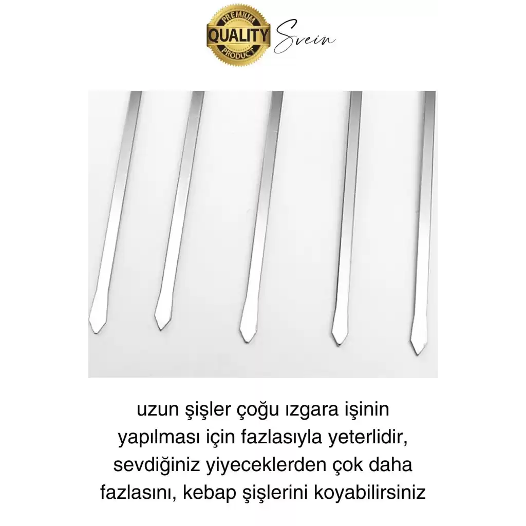 3 Adet 40 cm Premium Paslanmaz Çelik Saplı Izgara Şişleri Et Tavuk Barbekü Kebap Mangal Adana Urfa