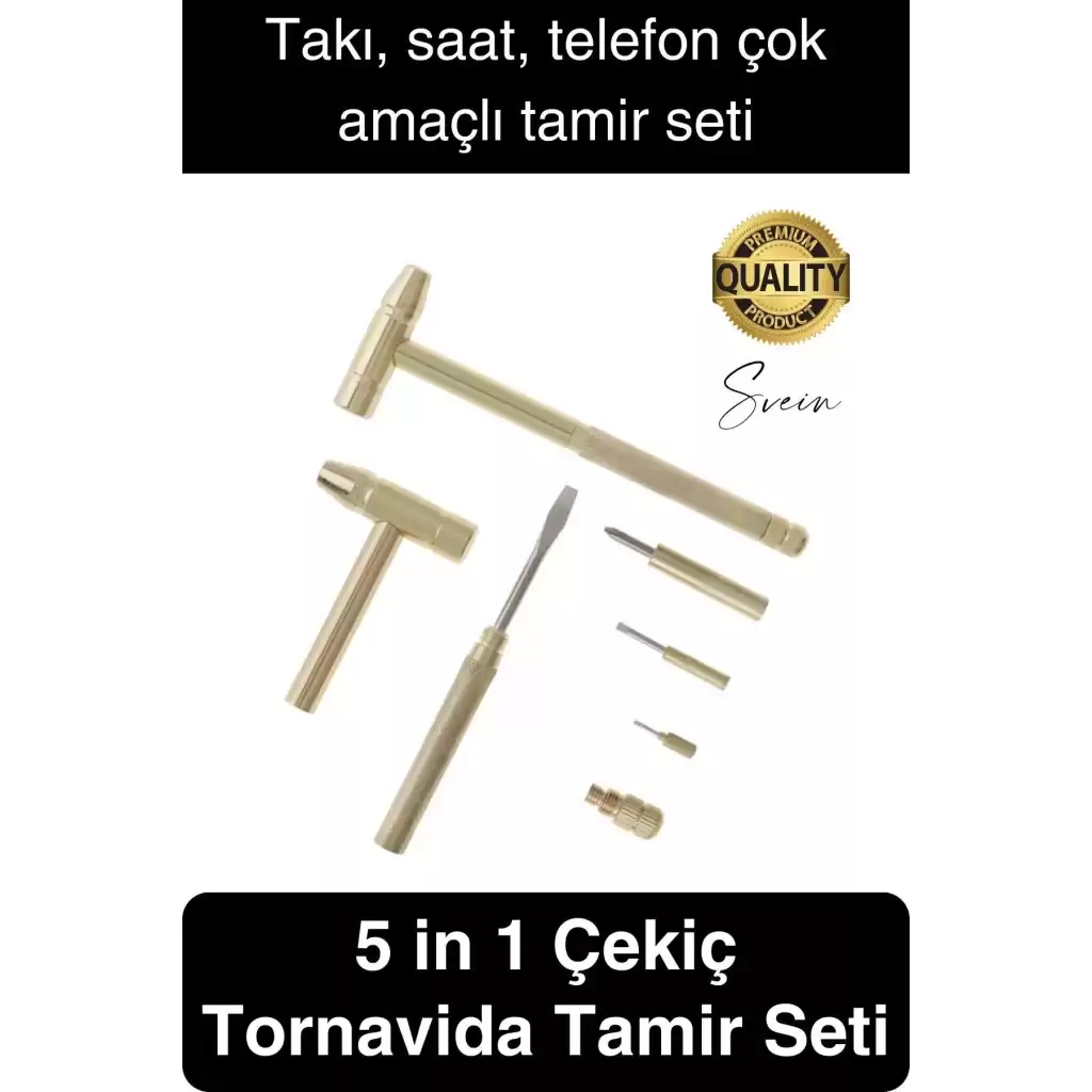 Premium 5 in 1 Çekiç Tornavida Tamir Seti Takı Saat Çok Amaçlı Çift Kafa Telefon Mücevher Kuyumcu
