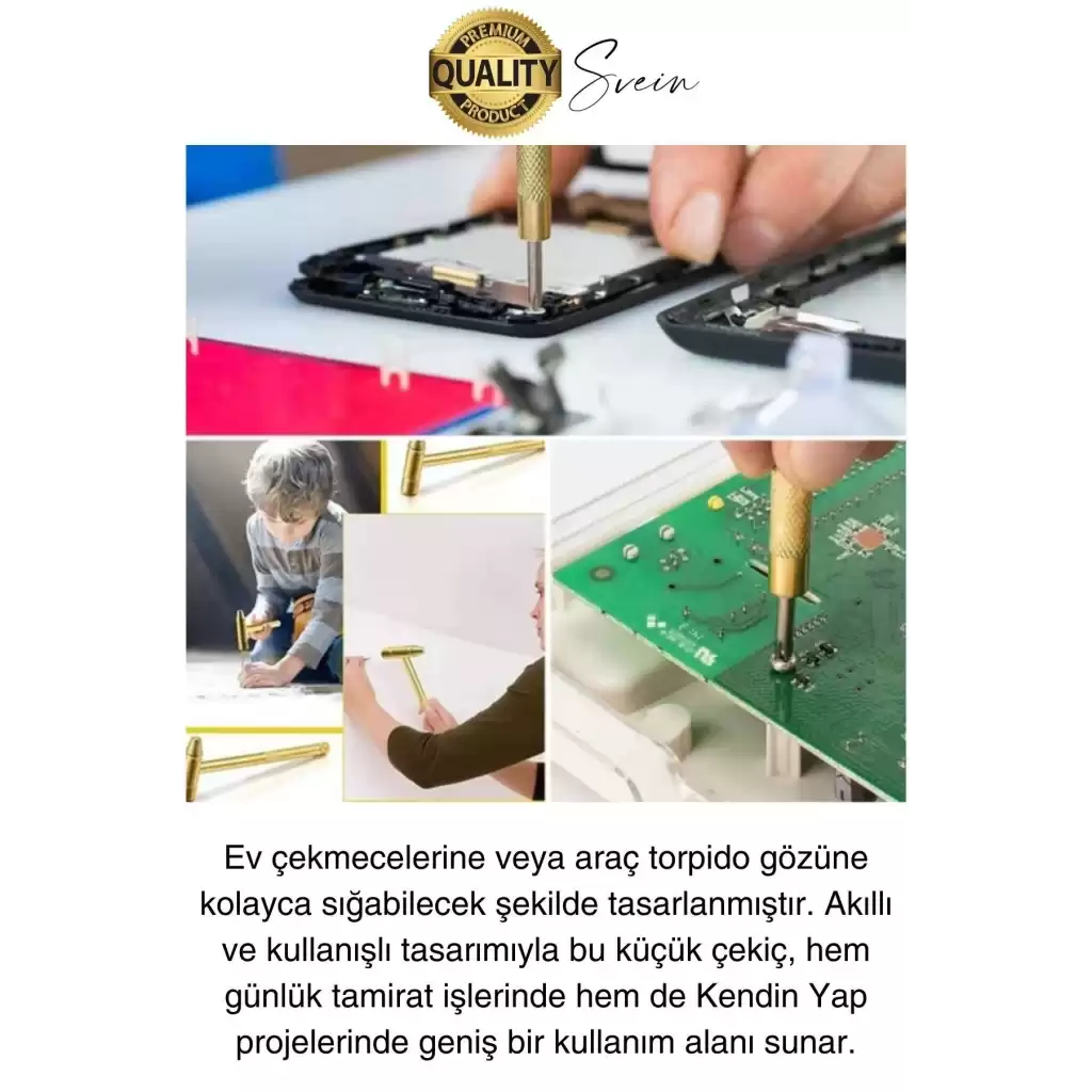 Premium 5 in 1 Çekiç Tornavida Tamir Seti Takı Saat Çok Amaçlı Çift Kafa Telefon Mücevher Kuyumcu
