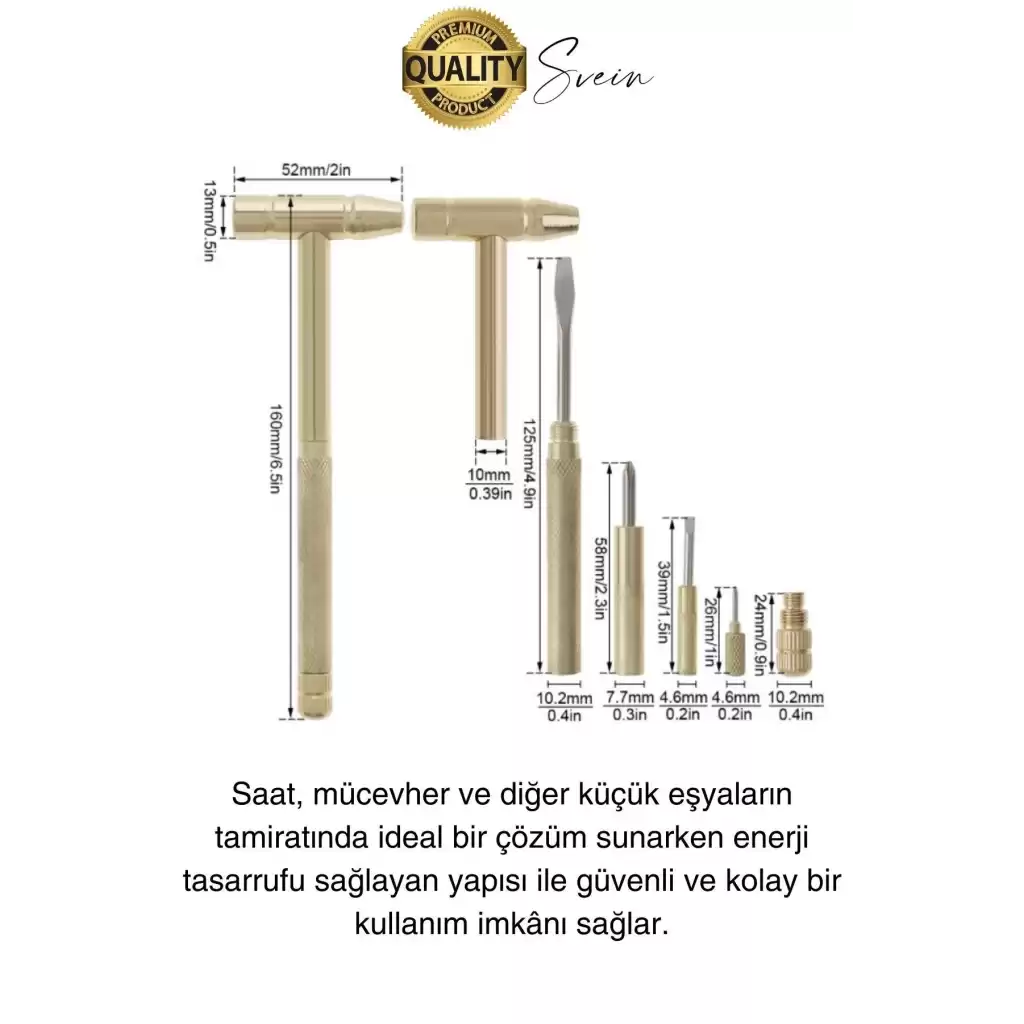 Premium 5 in 1 Çekiç Tornavida Tamir Seti Takı Saat Çok Amaçlı Çift Kafa Telefon Mücevher Kuyumcu