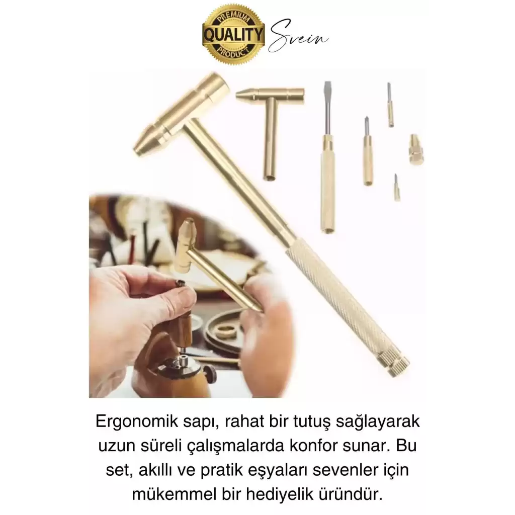 Premium 5 in 1 Çekiç Tornavida Tamir Seti Takı Saat Çok Amaçlı Çift Kafa Telefon Mücevher Kuyumcu