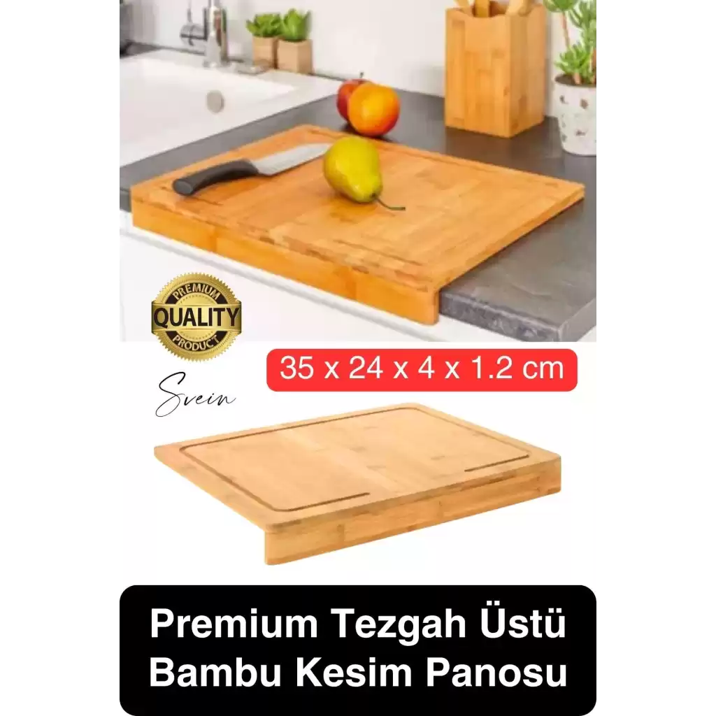 Ahşap Kesme Tahtası Panosu Doğrama Ayaklı Tezgah Üstü Hijyenik Deforme Olmaz Dayanıklı 35x24 cm