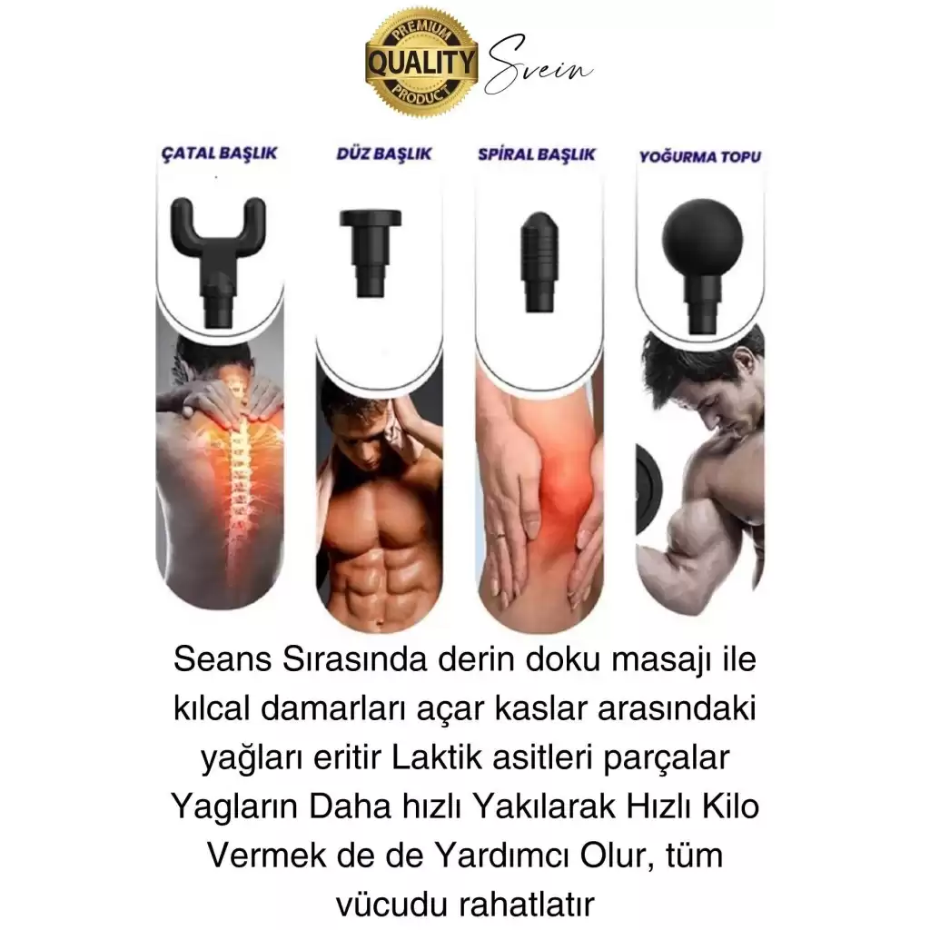 4 Başlıklı Titreşimli Yoğurmalı 6 Fonksiyonlu Masaj Aleti Tabancası Darbeli Sporcu Kas Rahatlatıcı