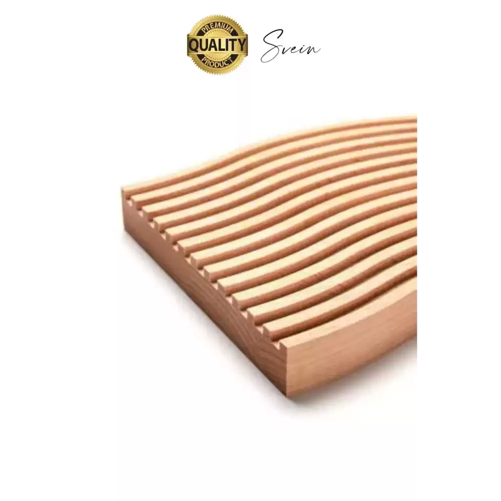 Premium Çok Amaçlı Diktörtgen Çift Taraflı Düz Dalgalı Oyuk Desenli Ahşap Bambu Sunum Tepsi 39x15 cm