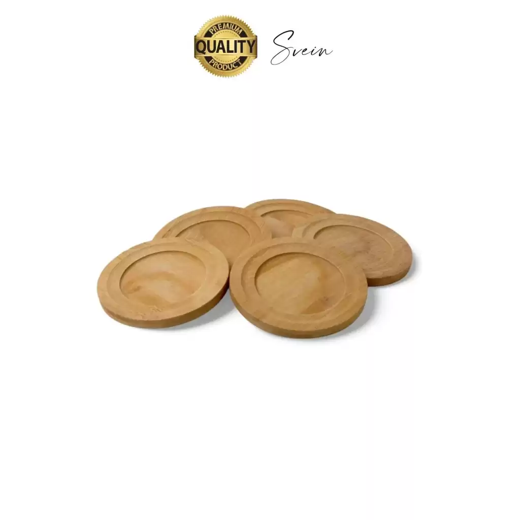 6lı Bambu Ahşap Çay Tabağı Altlığı Seti Kahve Yuvarlak Fincan Kupa Bardak Sunum Takımı Yıkanabilir