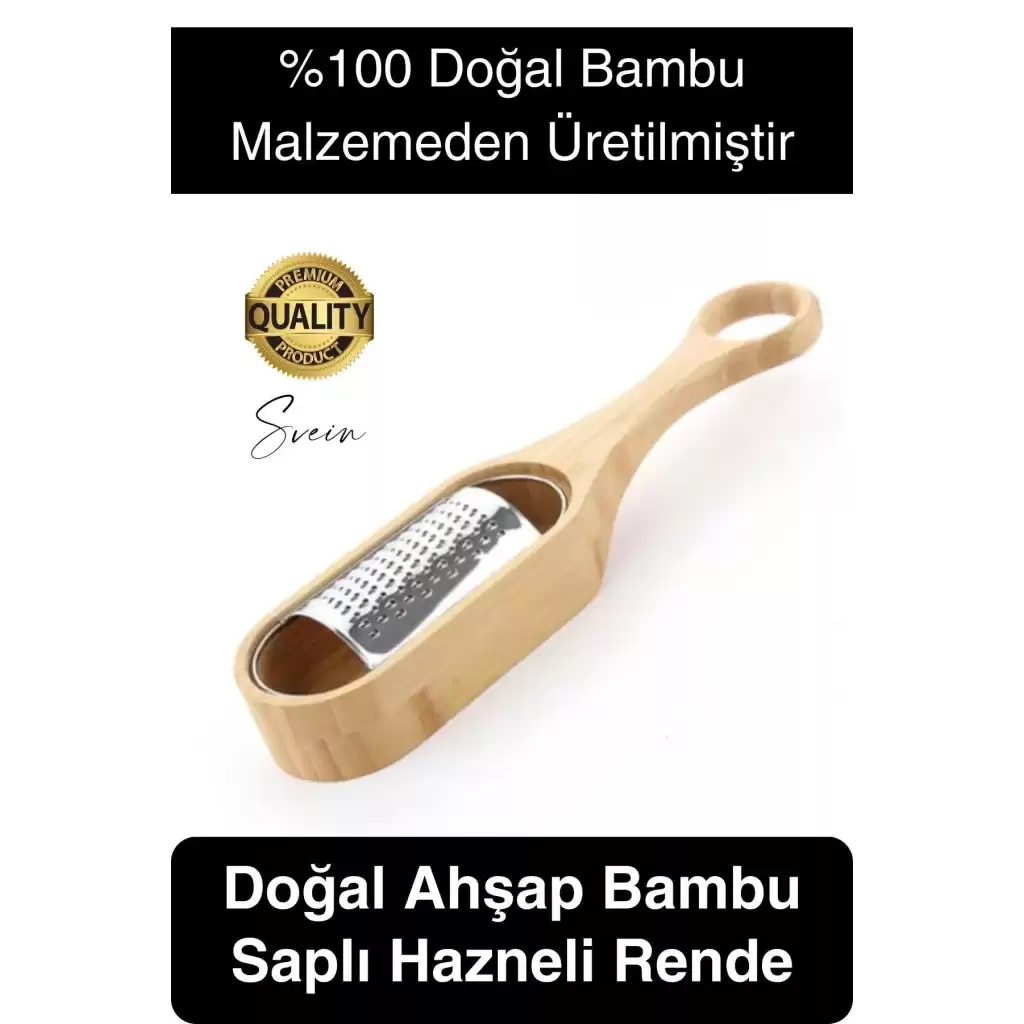 Doğal Ahşap Bambu Saplı Hazneli Rende Peynir Limon Zencefil Sarımsak El Rendesi Asma Sap