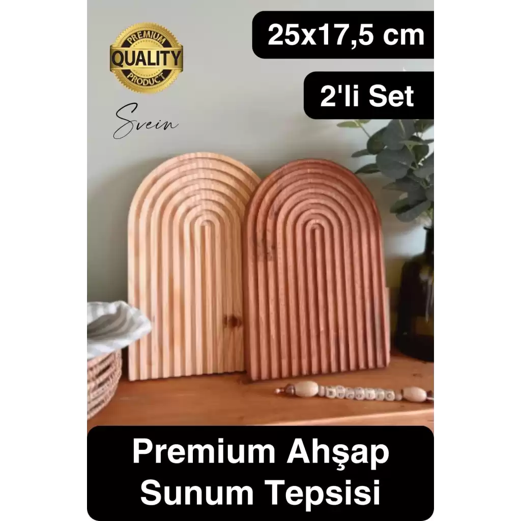 Dekoratif Ahşap Oymalı Kahverengi Bambu Gökkuşağı Sunum Tepsisi Tabağı Doğal Şık Dekor Sunumluk
