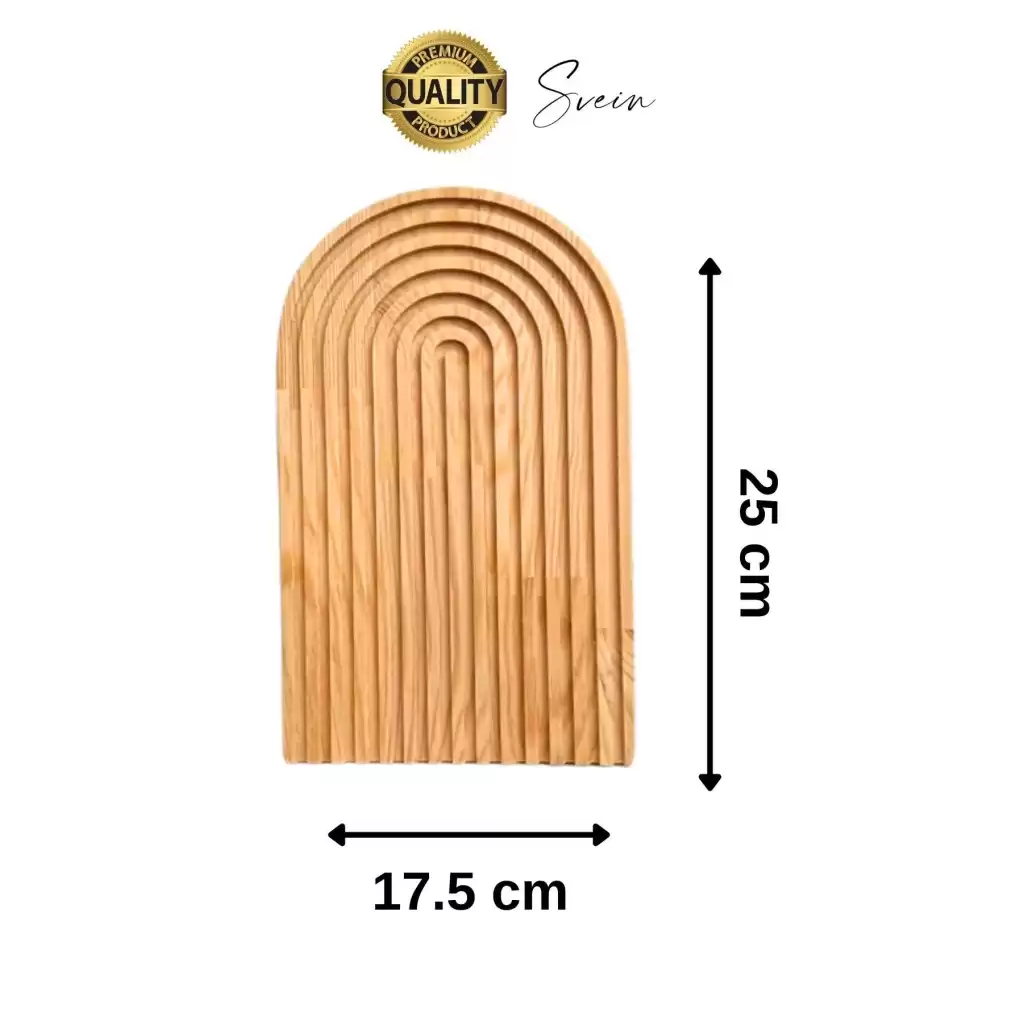 Dekoratif Ahşap Oymalı Kahverengi Bambu Gökkuşağı Sunum Tepsisi Tabağı Doğal Şık Dekor Sunumluk