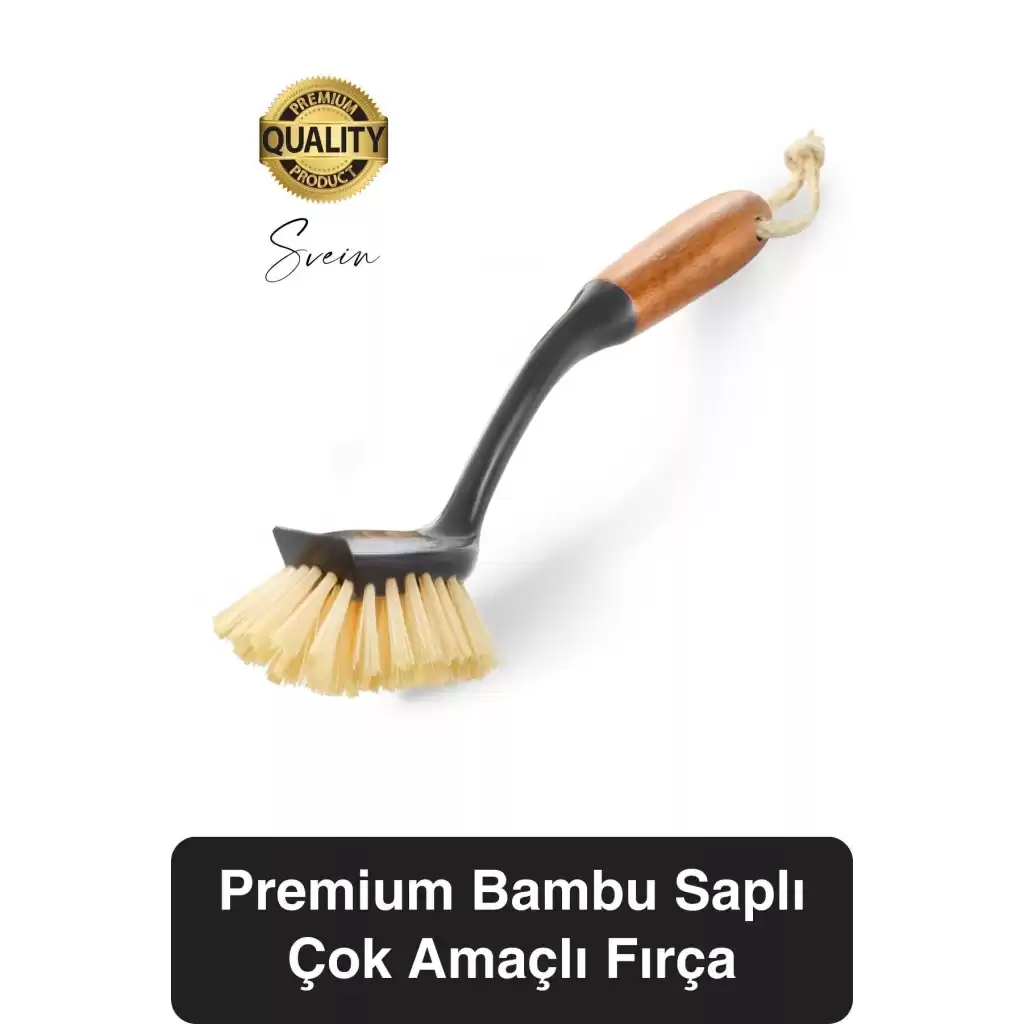Premium Bambu Saplı Çok Amaçlı Fırça Sert Kıllı Bulaşık Kazıyıcı Tava Tencere Mutfak Lavabo Temizlik