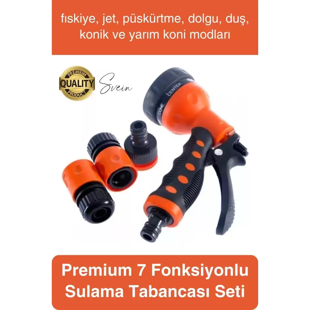 Yüksek Basınçlı 7 Fonksiyonlu Sulama Tabancası Seti Bağlantı Aparatı Araç Bahçe Sulama Yıkama
