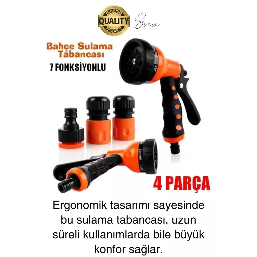 Yüksek Basınçlı 7 Fonksiyonlu Sulama Tabancası Seti Bağlantı Aparatı Araç Bahçe Sulama Yıkama