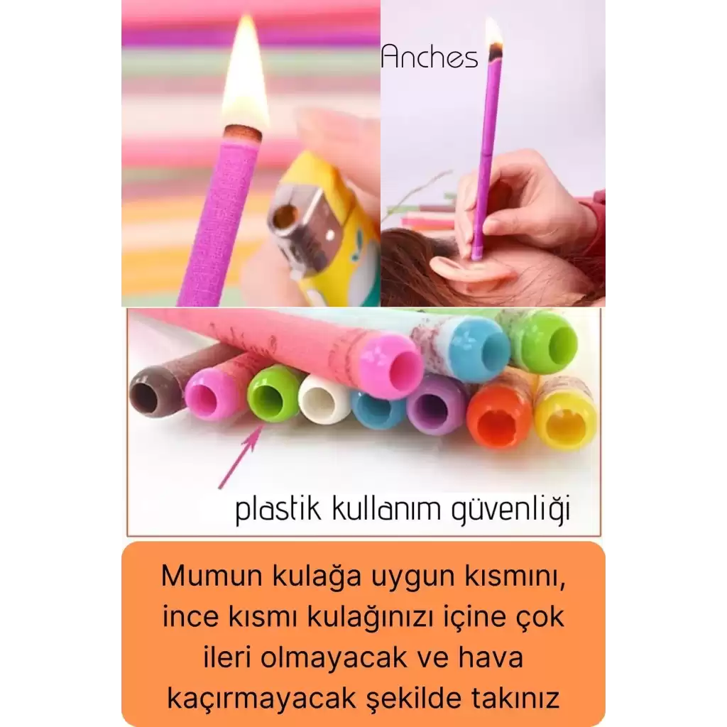Pratik 100% Doğal Aromaterapi Bakım Buşon Dış Kulak İçi Kir Temizleme Mumu Konisi Çubuğu 5 Çift