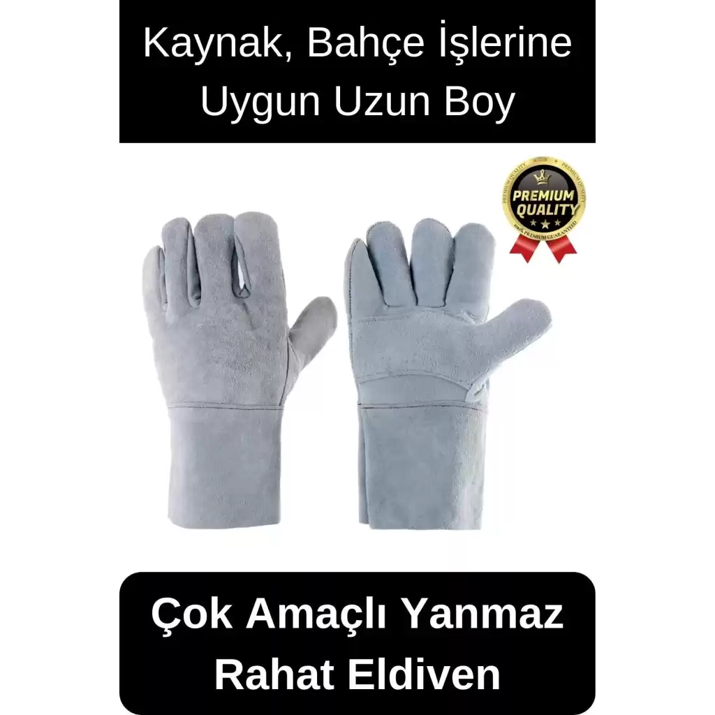 Özel Üretim Uzun Boy Isıya Dayanıklı Rahat Yangın İçin Kaynakçı Yanmaz Çok Amaçlı Bahçe Deri Eldiven