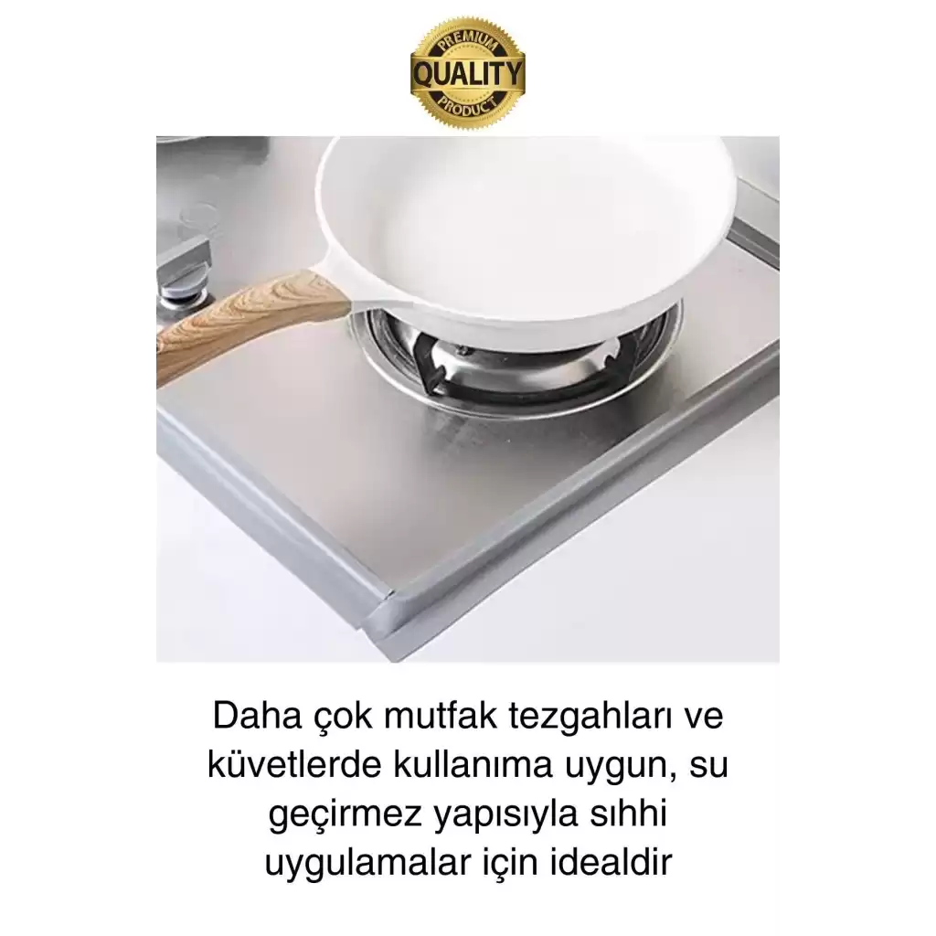 Premium Gri Ocak Tezgah Kenarı Banyo Mutfak Sızdırmaz Bant Su Geçirmez Küfe Dayanıklı 3,2 mt 2 Adet
