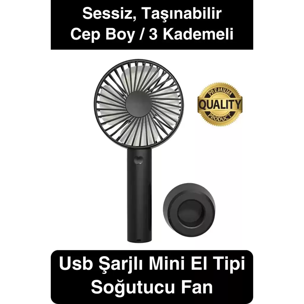 Taşınabilir El Tipi Usb Şarjlı 3 Kademeli Mini Pervane Serinletici Fan Soğutucu Sessiz Çalışabilen
