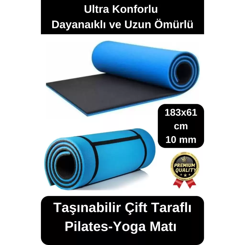 Ultra Konforlu Taşınabilir Askılı ve Kalın Çift Taraflı Destekleyici Meditasyon Pilates Yoga Matı