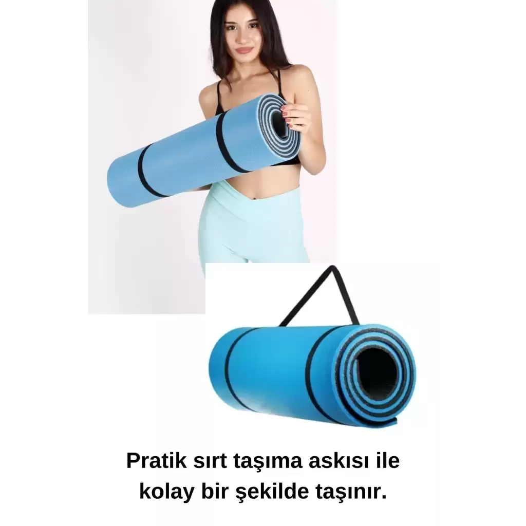 Ultra Konforlu Taşınabilir Askılı ve Kalın Çift Taraflı Destekleyici Meditasyon Pilates Yoga Matı