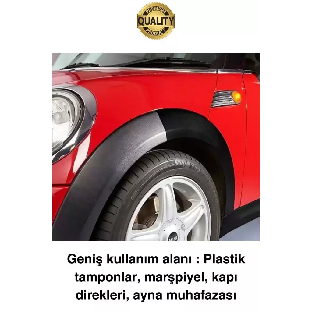 Premium Araç Dış Plastik Aksam Siyah Tampon Boyası Parlak Onarım Dodik Temizlik Sünger Hediye 75 ml