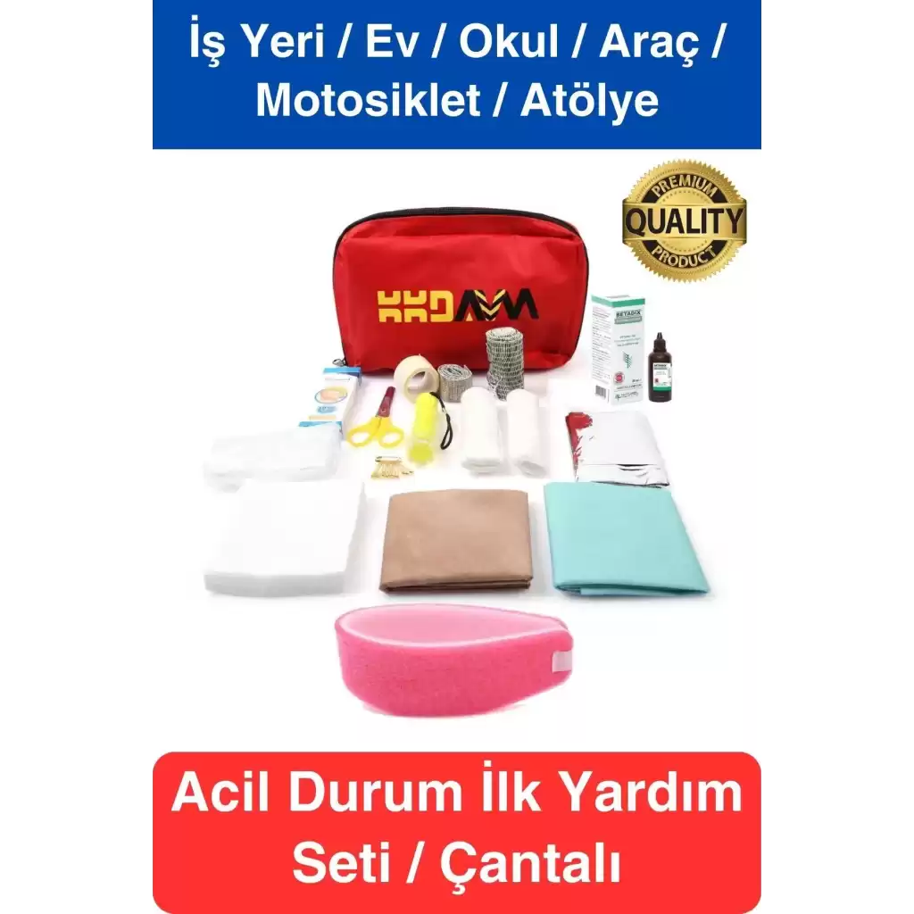 İş Yeri Okul Ev Araç Motosiklet İlk Yardım Seti Çantalı Acil Müdahale Kiti Ecza Dolabı Medikal