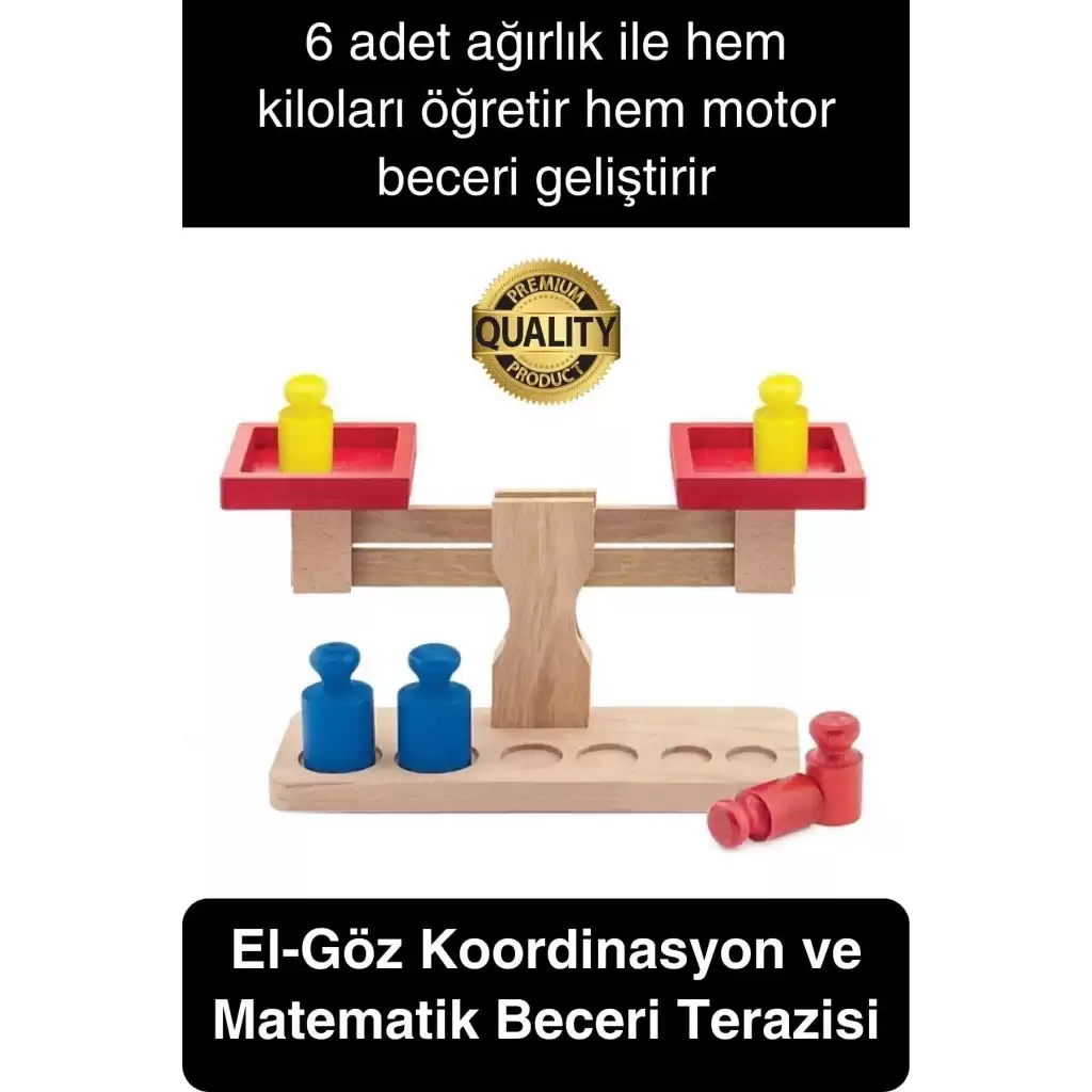 Premium Ahşap Eğitici Öğretici Motor Beceri ve Zeka Geliştiren Çocuk Oyunu Oyuncak Seti Terazi