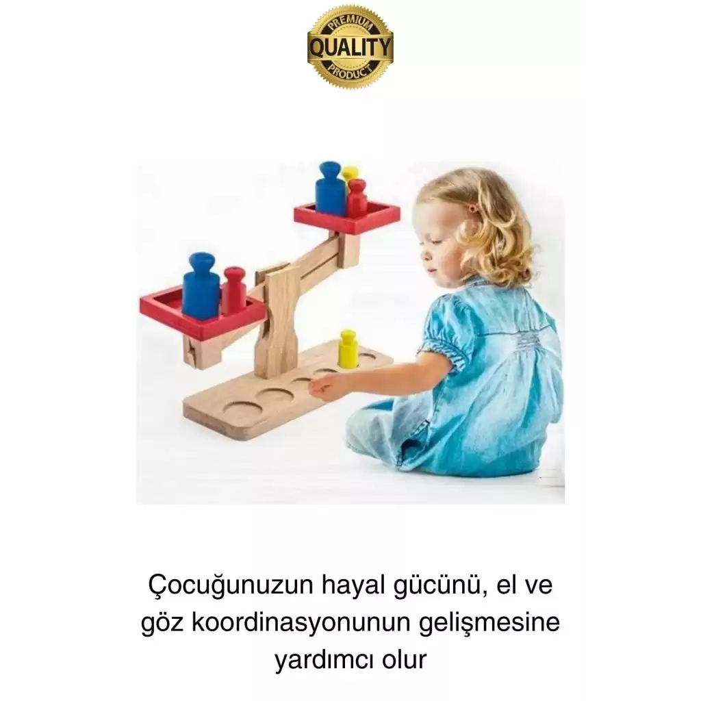 Premium Ahşap Eğitici Öğretici Motor Beceri ve Zeka Geliştiren Çocuk Oyunu Oyuncak Seti Terazi