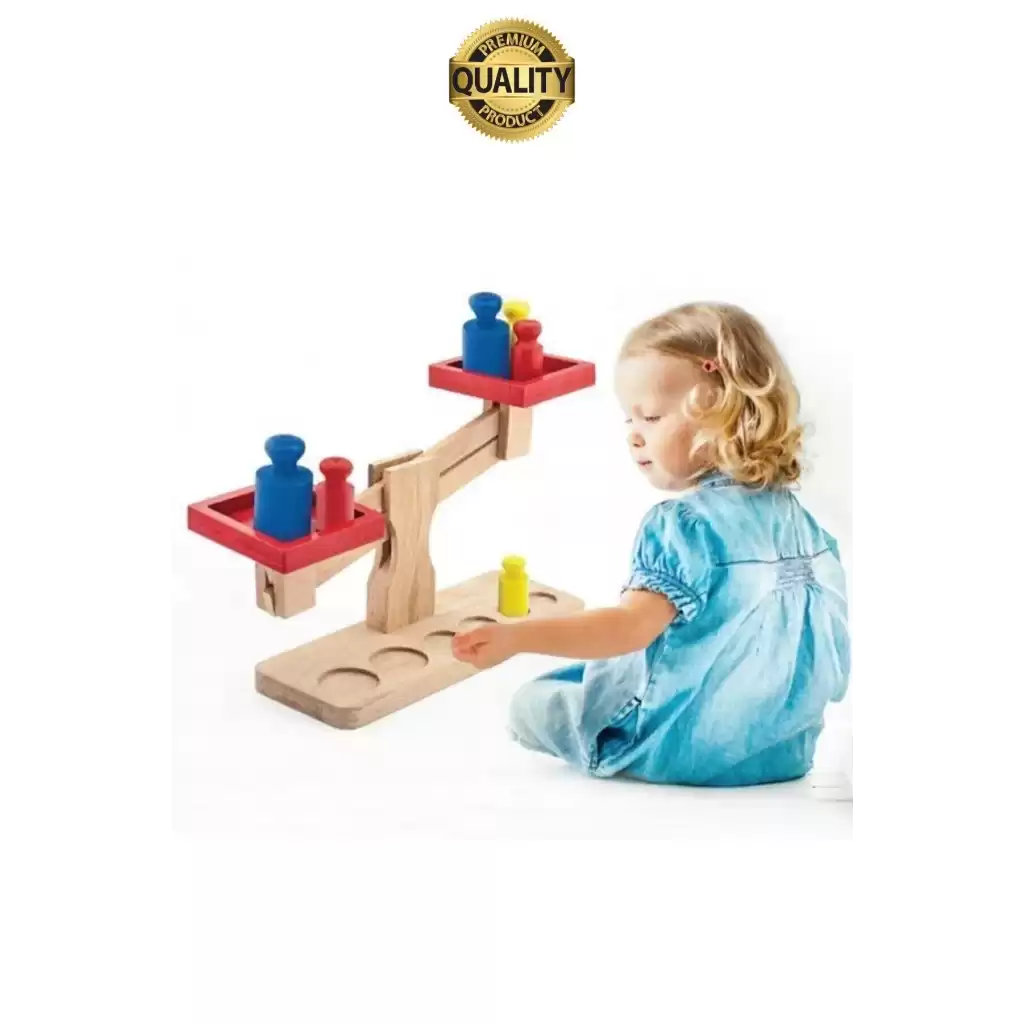 Premium Ahşap Eğitici Öğretici Motor Beceri ve Zeka Geliştiren Çocuk Oyunu Oyuncak Seti Terazi