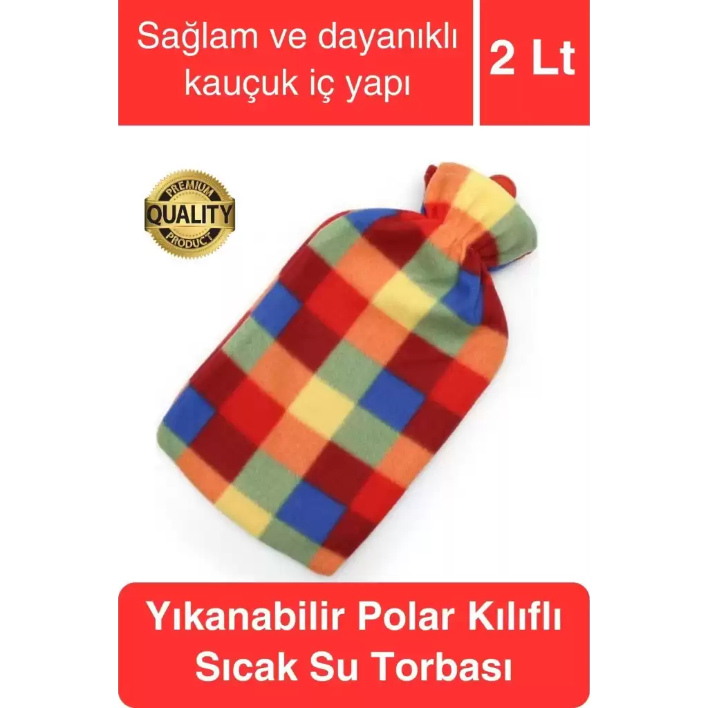 Büyük Boy El Ayak Isıtıcı Kauçuk Polar Kılıflı Sıcak Su Torbası Renkli Doğal Ağrı Rahatlatıcı 2 Lt