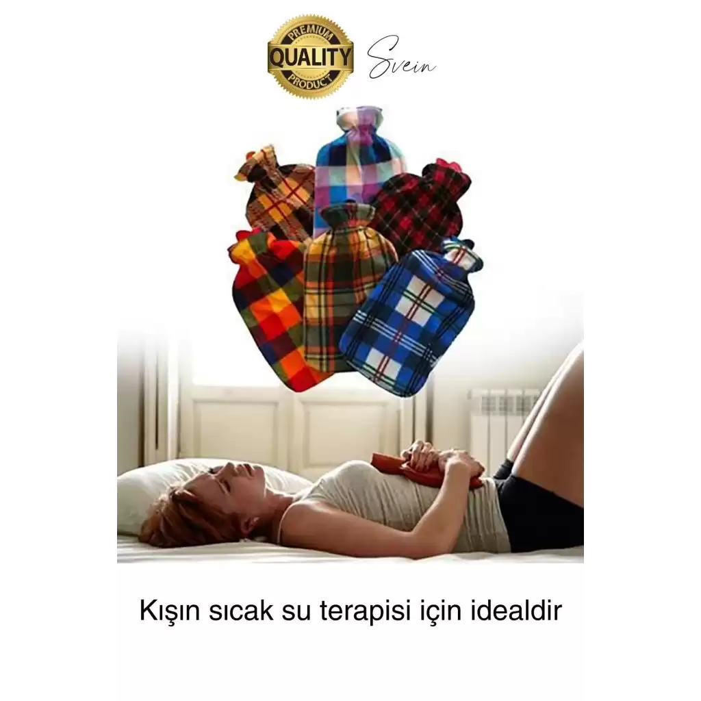 Büyük Boy El Ayak Isıtıcı Kauçuk Polar Kılıflı Sıcak Su Torbası Renkli Doğal Ağrı Rahatlatıcı 2 Lt