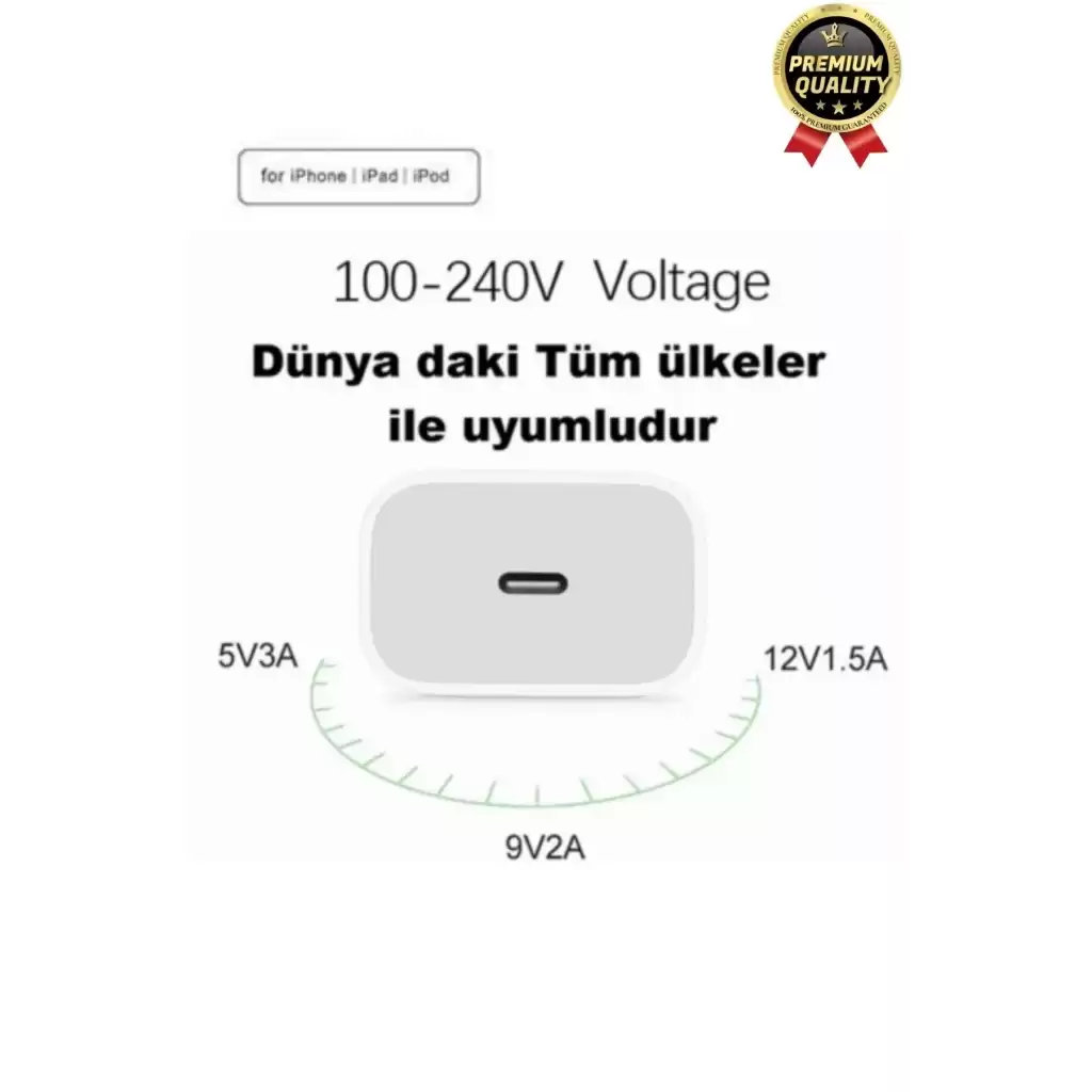 İphone Uyumlu Type-c Kablo 20w Hızlı Şarj Adaptörü Yeni Serilere Uygun 7 8 X 11 12 13 14 15 Plus Pro