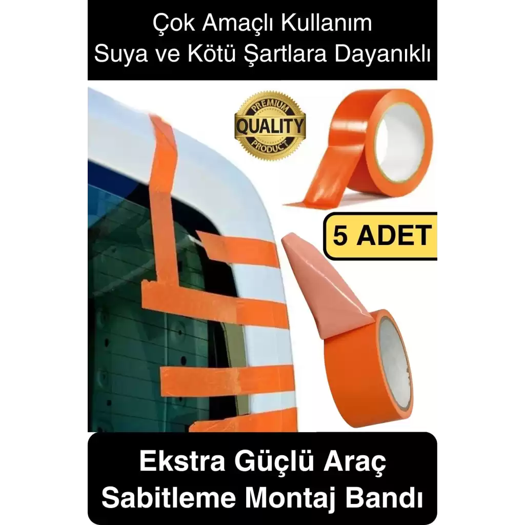 5 Adet İz Bırakmaz 50mmx 30mt Araba Montaj Bandı Oto Araç Sabitleme Bant Ekstra Güçlü Suya Dayanıklı