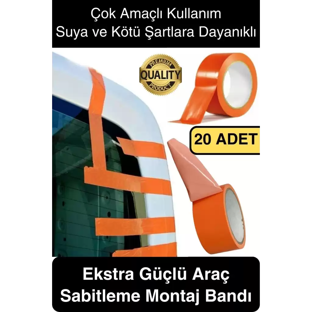 20 Adet İz Bırakmaz 50mmx30mt Araba Montaj Bandı Oto Araç Sabitleme Bant Ekstra Güçlü Suya Dayanıklı