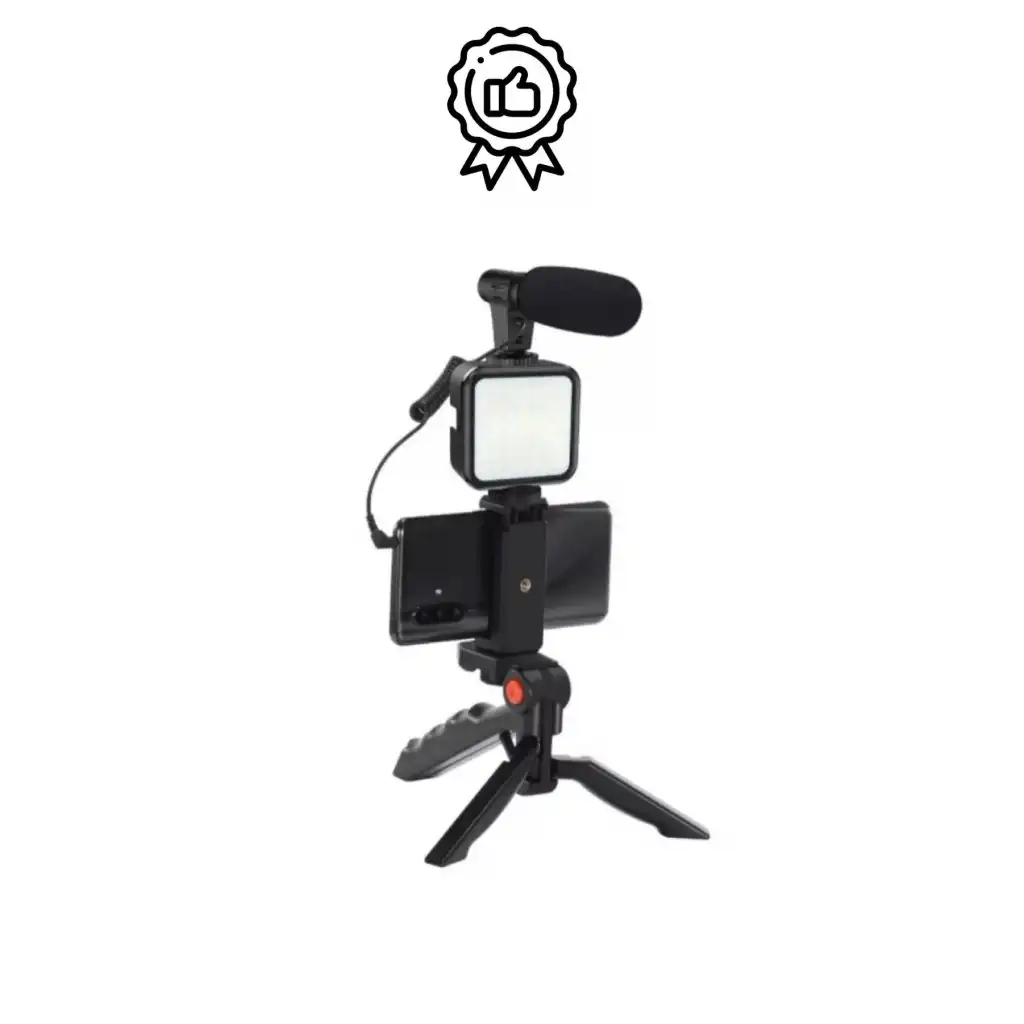 Ayarlanabilir Mikrofonlu Ses Kayıt Led Işıklı Çekim Selfie Çubuğu Canlı Yayın Tripod Vlog Çekim Kiti