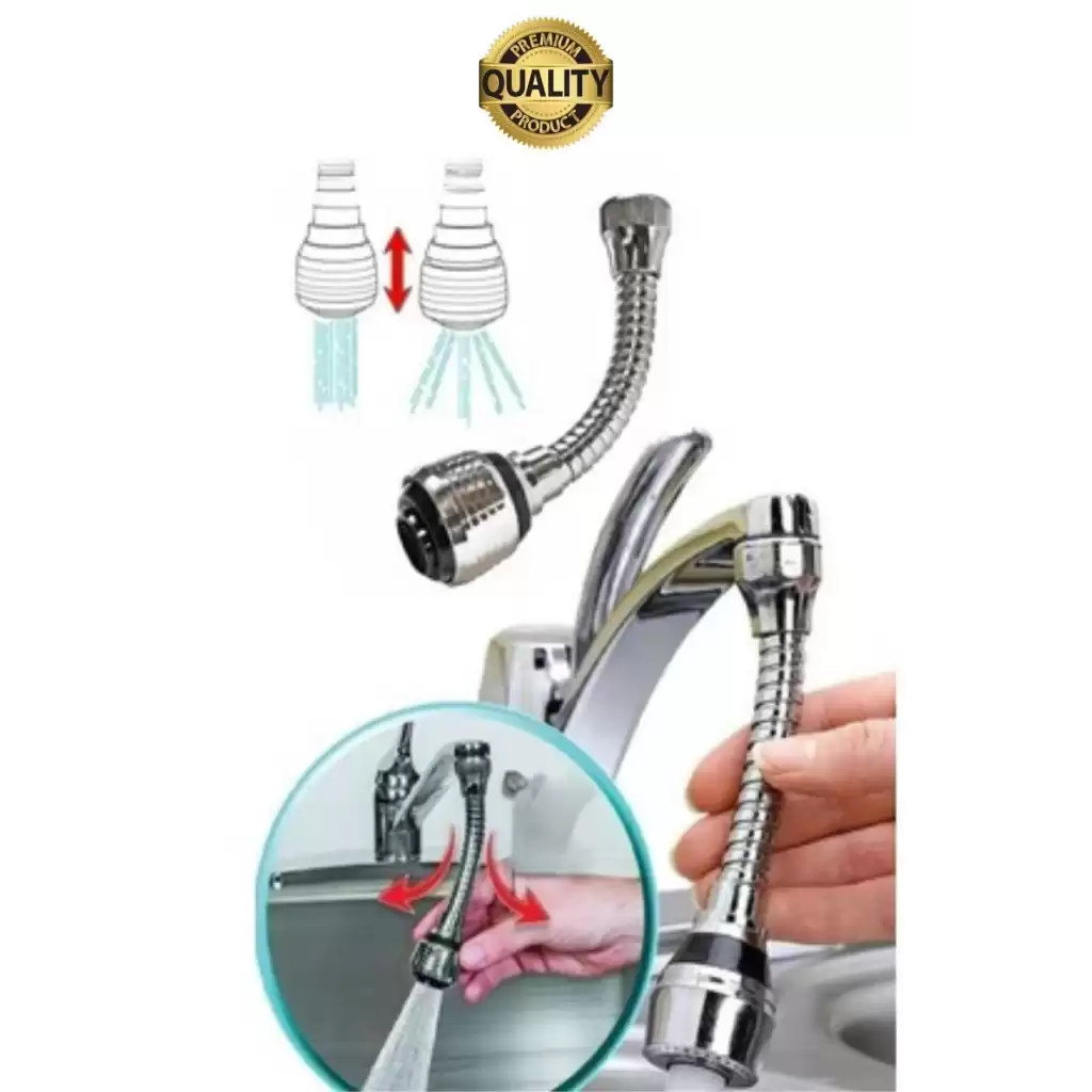 Premium 2 Modlu Hortumlu 360° Dönebilen Perlatör Başlık Mutfak Lavabo Tasarruflu Musluk Ucu Tasarım