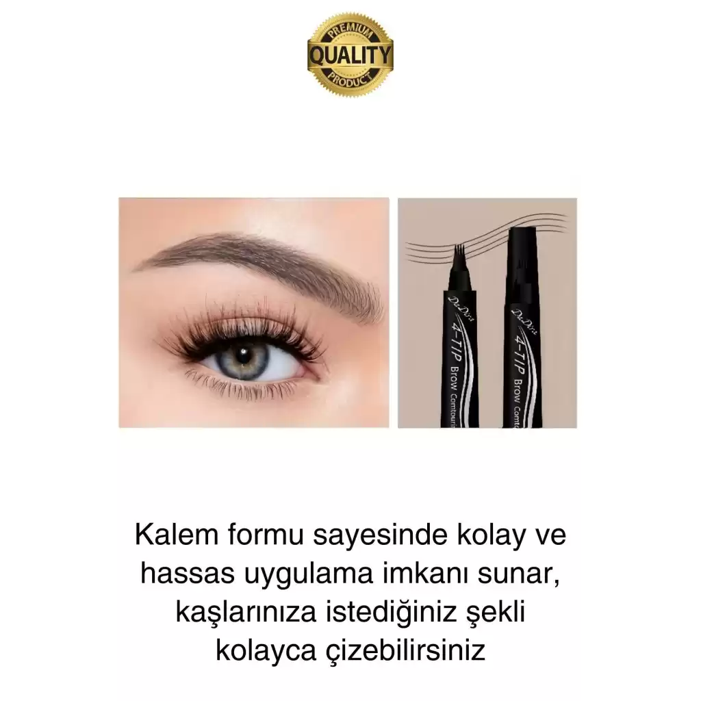 Premium Suya Dayanıklı Kalıcılığı Yüksek Kaş Rimeli Boyası 4 Mikro Uç Şekil Verme Makyaj Kalemi