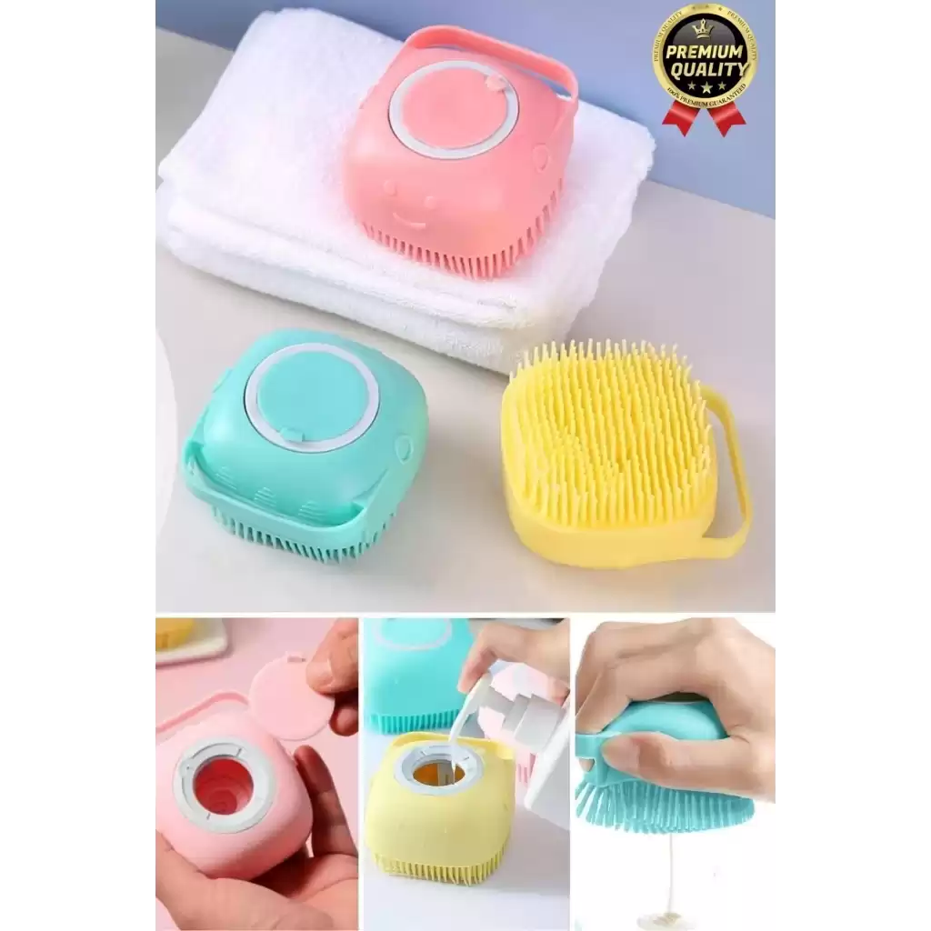 Çok Amaçlı Silikon Evcil Hayvan Bebek Çocuk Şampuan Hazneli Banyo Masaj Tarak Duş Fırçası Kesesi