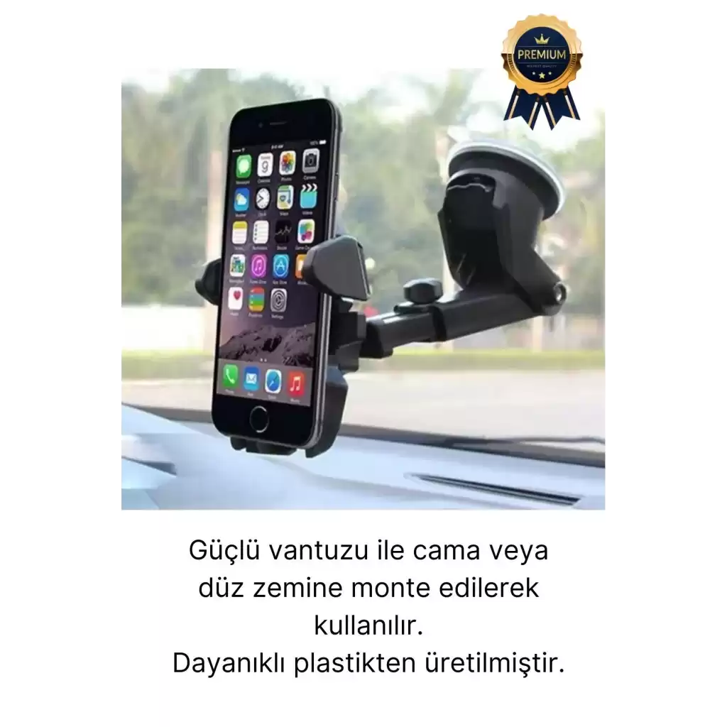 Dayanıklı Ayarlanabilen Vantuzlu Ultra Güçlü Cama Uyumlu Araç Torpido Araba İçi Telefon Tutacağı