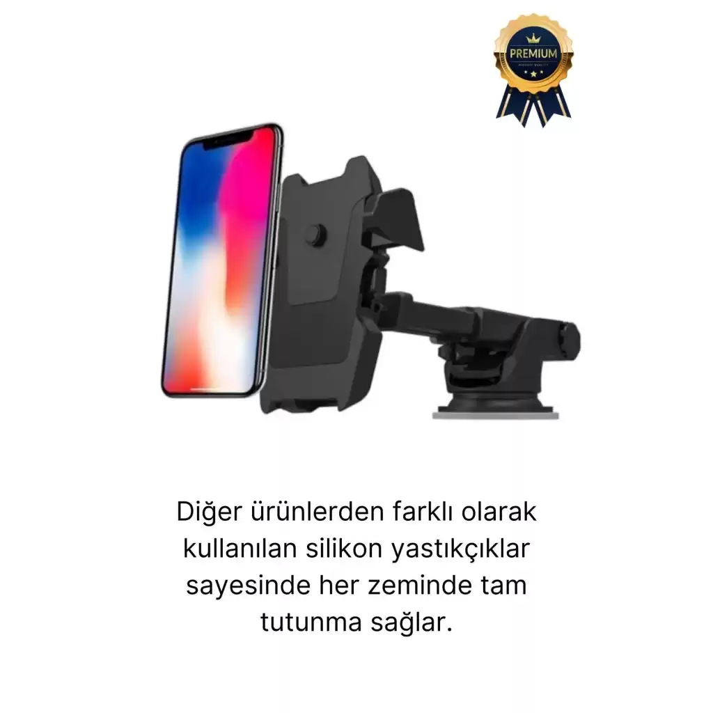 Dayanıklı Ayarlanabilen Vantuzlu Ultra Güçlü Cama Uyumlu Araç Torpido Araba İçi Telefon Tutacağı
